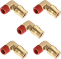 5PCS DOT Air Brake Line Fittings Brass 90 Degree Union Elbow Joint DOT Approved 1/2" Tube OD x 1/4" NPT Thread Air Brake Line Adapter Air Suspension Kit for Car Truck Trailers