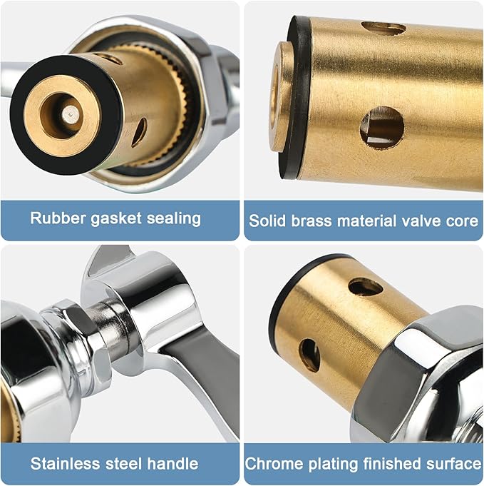 Brass Spindle Assembly for Commercial Faucet Valve Spool Replacement Hot Cold Side Handle Stem Assembly Cartridge Fit Kitchen Restaurant (1 Pair)