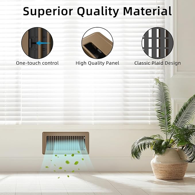 Floor Register 2x14, 6 Pack Floor Vent Covers for Home Floor Heavy Duty Steel Walkable Floor Vents Air Vent Covers 14x6 for Sidewall and Floor