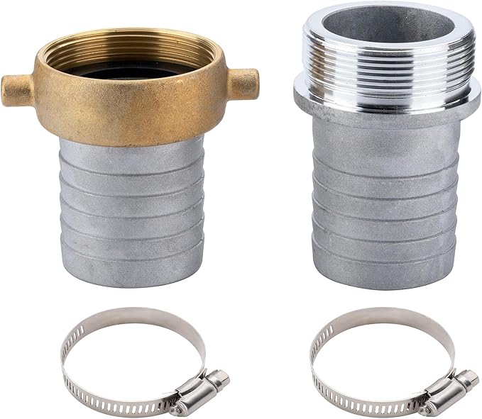 EASTRANS Aluminum Pin Lug Hose Fitting Set, 1" Hose Shank Coupling Set with 2 Clamps