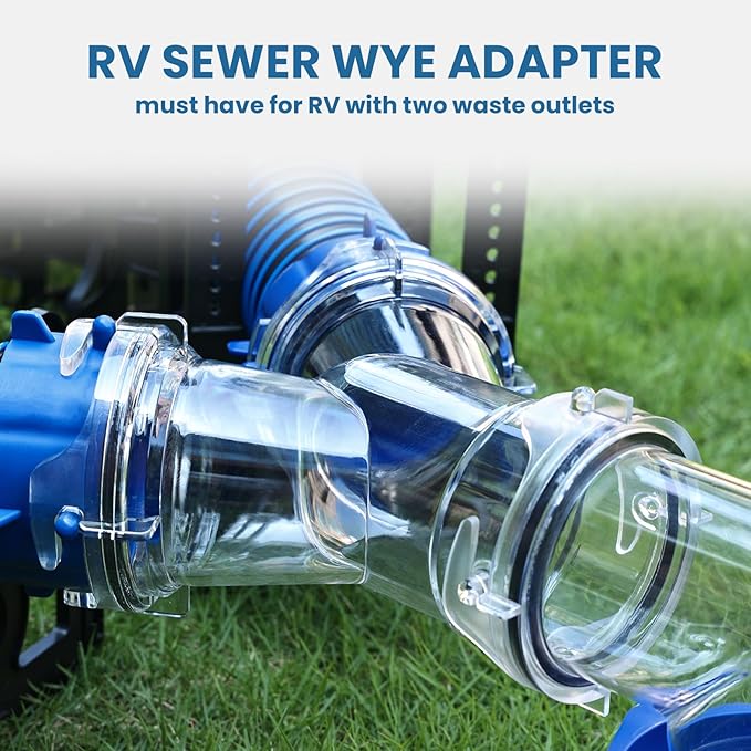 DUMPMAN RV Wye Sewer Hose Adapter, Sewer Hoses Y Splitter with Built-in Gasket, Twist Bayonet Design Y Connector