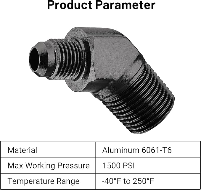 EVIL ENERGY 6AN Male Flare to 1/2" NPT Pipe 45 Degree Fitting Adapter Aluminum Black