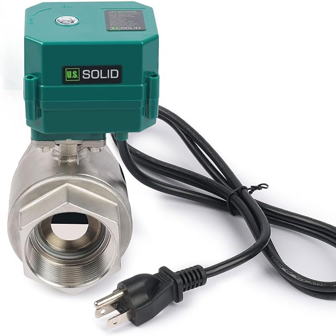 U.S. Solid 2" Motorized Ball Valve with US Plug 110VAC Stainless Steel Electrical Ball Valve,Auto Return, Normally Closed, IP65(8-PACK)