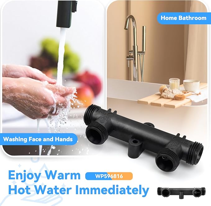 WP596816 Sensor Valve Kit for watts Recirculating Hot Water Pump, Essential Component of Hot Water Recirculation System, Includes 2 x 12in Stainless Steel Pipes & Thermal Bridge Valve