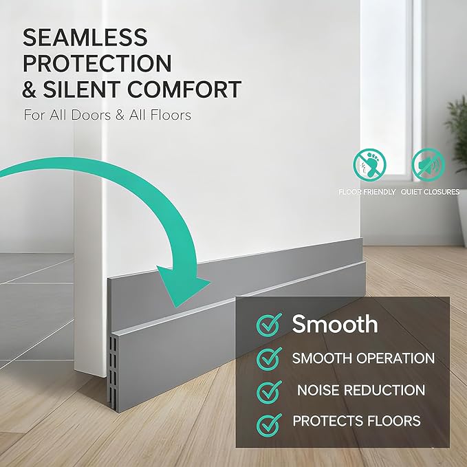 2 Pack Door Draft Stopper for Bottom of Door, 39" Silicone Weather Stripping Door Seal Strip, Self Adhesive Door Sweep Noise and Dust Blocker, Energy Saving Under Door Draft Blocker for Home & Garage