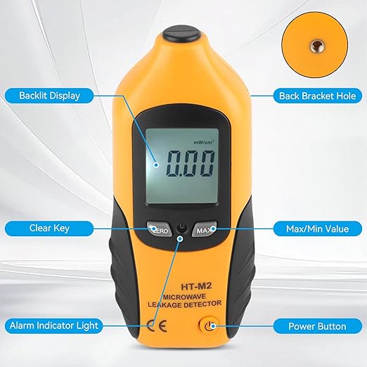 Microwave Detector, Microwave Leak Detector Meter Digital LCD Display Emf Radiation Detector 2450MHz for Home Microwave Oven Testing