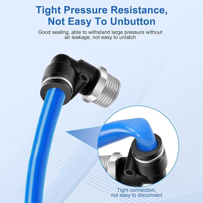 10 Pcs Push to Connect Fittings 5/16 Inch Tube OD x 3/8 Inch NPT Thread Pneumatic Male Elbow Quick Connect Air line fittings