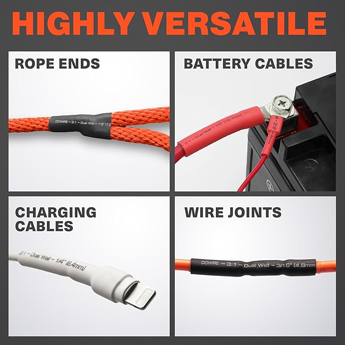 Heat Shrink Tubing 3/8" - Adhesive Lined - 3:1 Ratio - Waterproof Marine Grade Shrink Tube - Wire Shrink Wrap Tubing - Black - 13 Feet