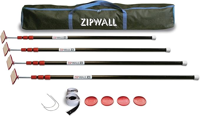 ZIPWALL ZP4-PK4 ZipPole 10' Spring (16-Pack) Loaded Poles for Dust Barriers, 16 Count - 4 Packs of 4, Silver