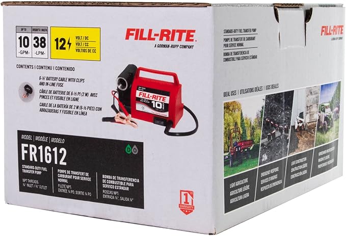 Fill-Rite FR1612 Portable Diesel Transfer Pump (Pump Only w/Power Cable & Battery Clips)