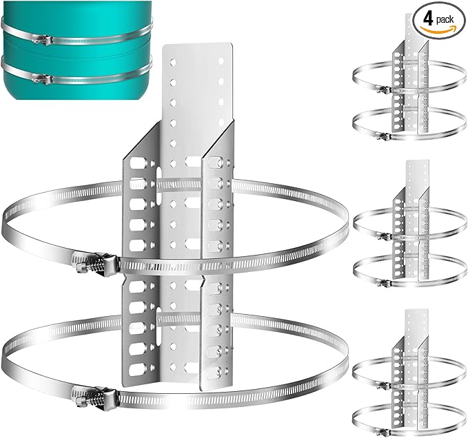 Blulu 4 Set Expansion Tank Mounting Bracket Thermal Expansion Tank Holder with 8 Water Heater Strap Earthquake Straps Nitrogen Propane Holder for 5 Gallon or 13 Inch Diameter Pole