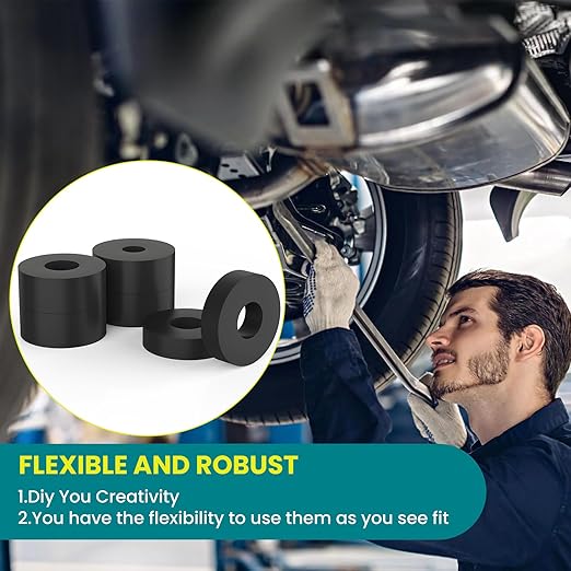 10 Pcs Black Rubber Spacers, 1" OD x 3/8" ID x 1" Thick Rubber Bushing Anti Vibration Spacer, Tear-Resistant Design for Home, Automotive & Industrial