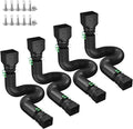 Rain Gutter Downspout Extensions, Downspout Extender for Rainwater Drainage Flexible, Down Spout Drain Extension Pipe and Extendable from 21 to 66 Inches (4 Pack, Black)