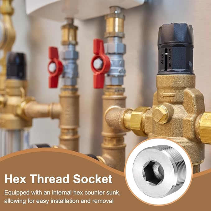 Pipe Plug Stainless Steel Internal Hex Thread Socket Pipe Plug Fitting - Fitting for (Sealing Port - Air Tanks - Water Outlets) 1-1/4 Inch NPT Male