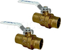 PROCURU 2-Pack 1-Inch Sweat (CxC) Heavy Duty Brass Ball Valve, Full Port, 600 WOG, Certified Safe (3BC100-2P)