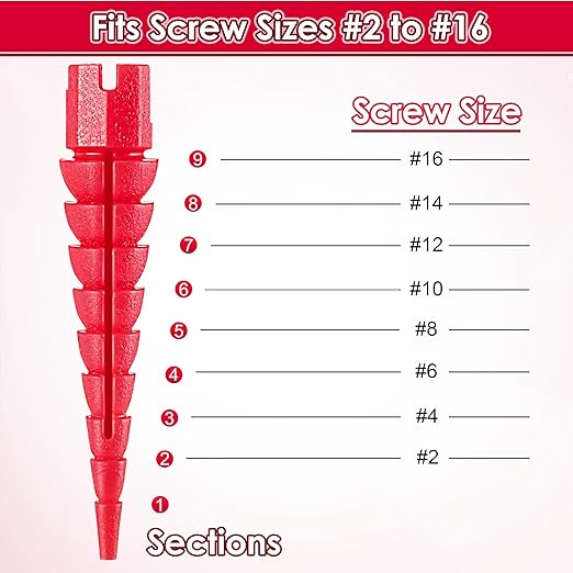 10 Pcs Wood Anchor, Stripped Screw Hole Repair Kit for Wood, Door Hinge Screw Hole Repair Fits Screws Sizes #2 to #16, Red