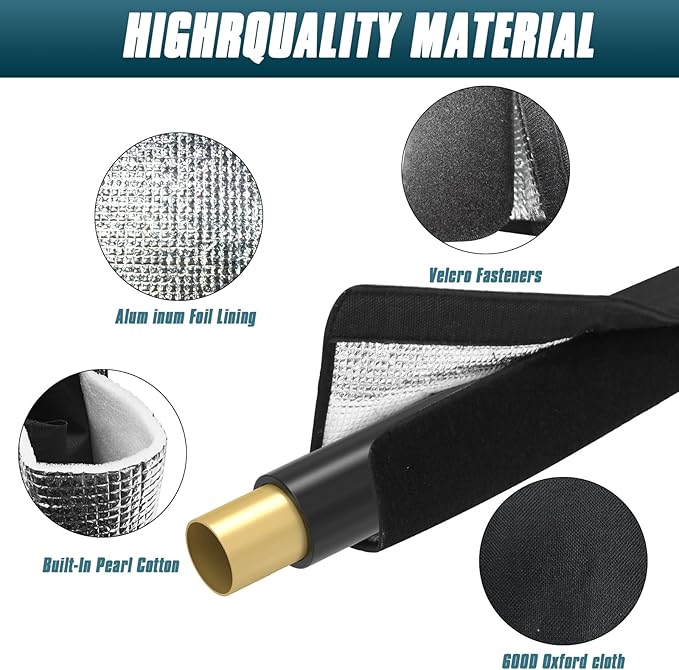 4 Pack HVAC Copper Pipe Insulation Cover, 600D Oxford, 72x10.2 in , AC Pipe Insulation Outdoor Wrap,Flexible Copper Line Insulation Sleeve for Central Air Conditioning Mini Splits，