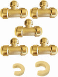 (Pack of 5) EFIELD 3/4"x 3/4" x1/2" Tee Push-Fit Fitting to Connect Pex, Copper, CPVC With 2 Sizes Disconnect Clips,(PF127-5PCS)