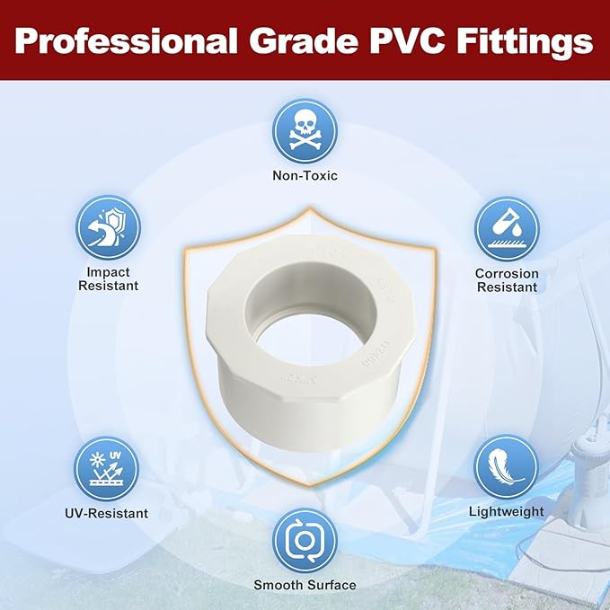 1Pcs 3" x 2" PVC Reducer Bushing Fitting, SCH40 (Socket x Socket) Furniture Grade PVC Pipe Fitting, Reducer Bush Adapter for Home Sewer Plumbing, Industrial, Pipe Connection, White