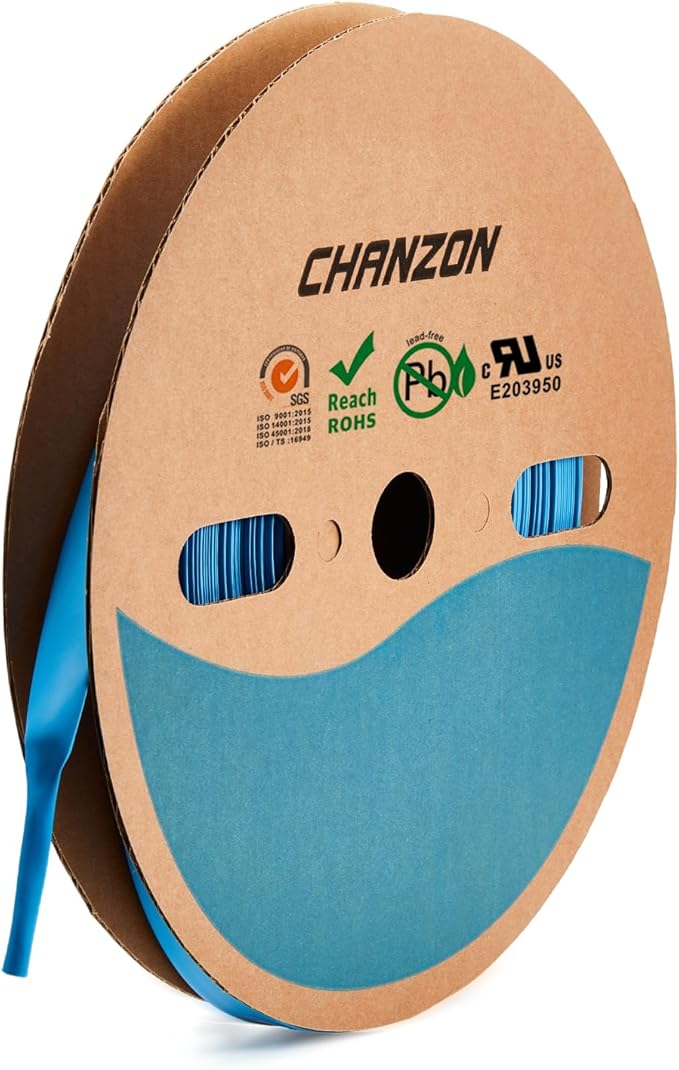 Chanzon 2:1 1/2 inch (12mm) Blue Heat Shrink Tubing 80ft Roll, Adhesive Lined Waterproof Perfect for Cable Management 1pcs