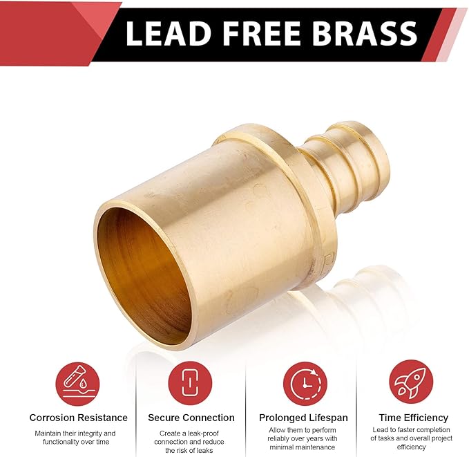 (Pack of 5) EFIELD Pex Crimp Brass Fittings 3/4" x 3/4" Male Sweat Copper Adapter (Inside Copper Tube),(PEX1807117-5PCS)