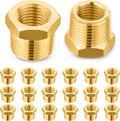 20-PCs HeSun Brass Thread Pipe Fitting, 1/2" NPT Male x 1/4" NPT Female Reducer Hex Bushing Adapter(NPT029-20)