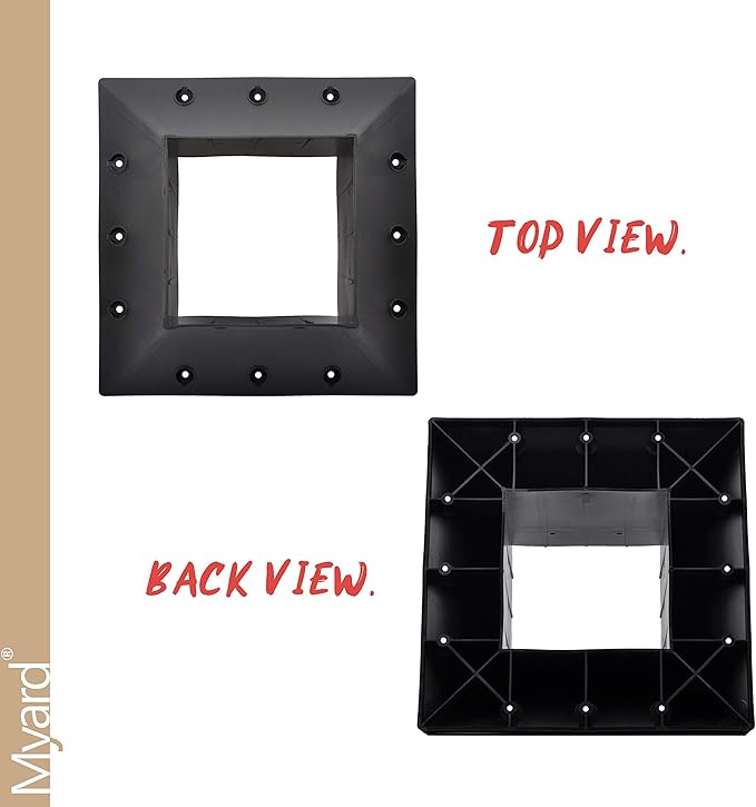 Myard PNP116060 6x6 Post Base Cover (Actual 5.5x5.5 Inches) Post Skirt Flange with Stainless Steel Screws, Post Bracket for Deck Porch Handrail Railing Support Trim Post Anchor (Qty 1, Black)