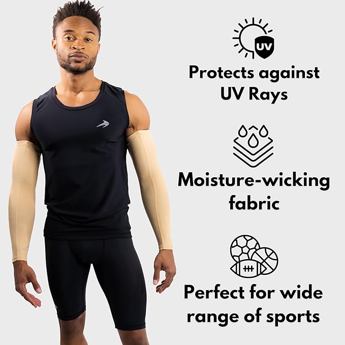 CompressionZ Compression Arm Sleeves for Men & Women| Cooling UV Sun Protection Elbow Pain Relief for All Sports and Recovery