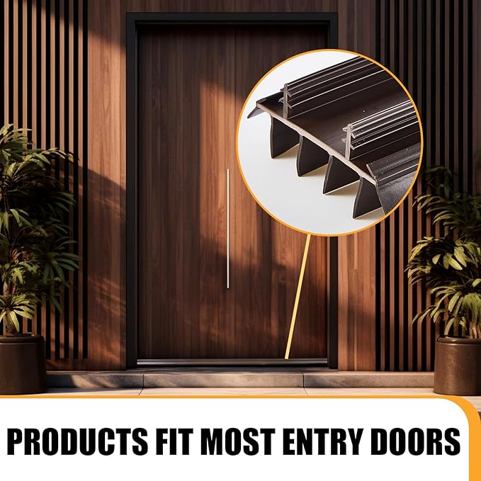 Replacement Door Bottom with Vinyl Fins 36" Long 1 3/4" Wide Threshold Seal Bottom of Door Weatherstrip Kerf Weather Stripping for 7/8" Between Barbs (4 Pcs,Brown)
