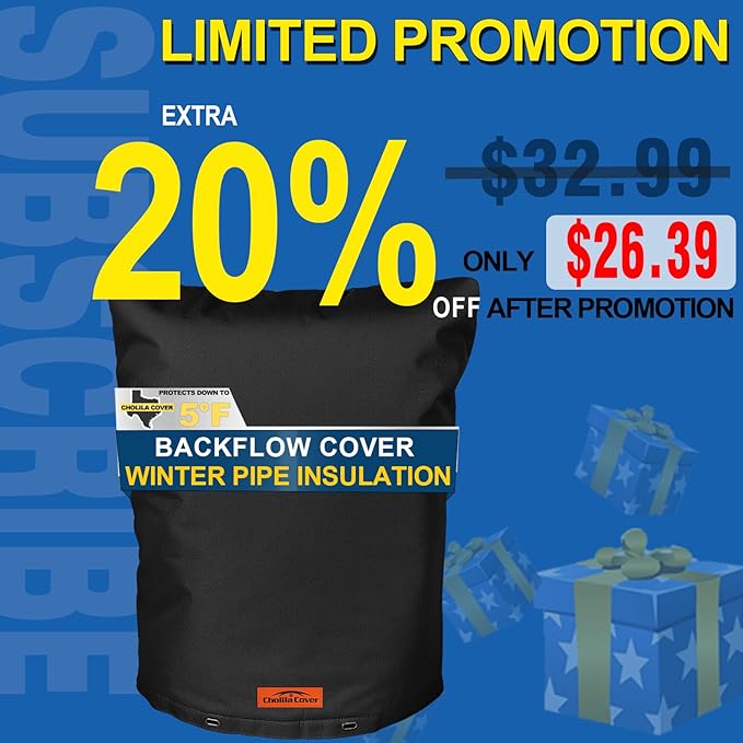 Backflow Preventer Cover Insulated (5°F) - 18" W x 24" H Black, 7-Layer Thick Fabric with Aluminum Foil for Winter Pipe Freeze Protection, Outdoor Sprinkler Valve Cover