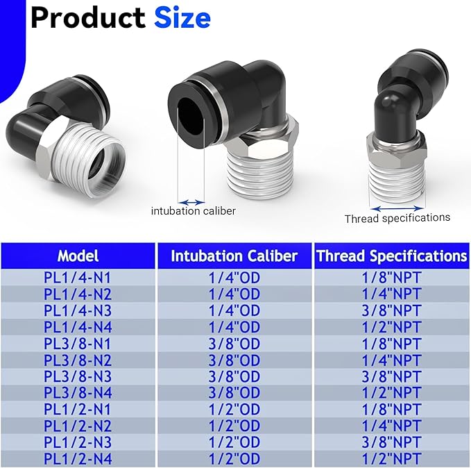 12Packs 1/2" OD Tube x 3/8" NPT Thread Elbow Push to Connect Fittings,Pneumatic Male Quick Connect Air Line Hose Fittings Accessories