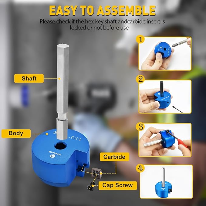 7Pcs PVC Pipe Reamer Kit With 3/4inch, 1inch, 1-1/4inch,1-1/2inch, 2inch, 3inch, 4inch Head Aluminum, PVC Fitting Saver, PVC Socket Saver For SCH40 PVC, ABS PVC Pipe, CPVC, Fit for Standard 1/2" Drill