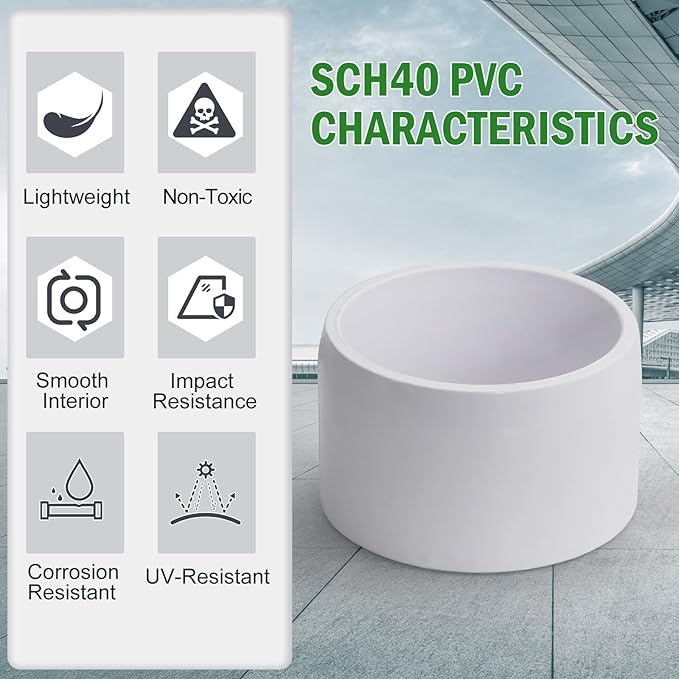 SCH40 PVC Cap 1-1/4 Inch - Fit Standard 1-1/4" SCH40 PVC Pipes (OD Approx. 1.66"), Zernmiarder Furniture Grade Pipe Caps, White Pipe Cover Fittings for Plumbing, DIY, Garden & Furniture - 4 Pcs