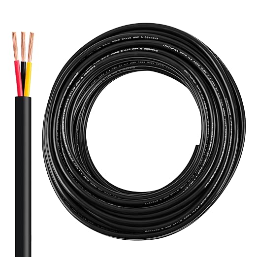 14 Gauge Wire 3 Conductor,14 AWG Electrical Wire Stranded PVC Cord Oxygen-Free Copper Cable,26FT 3 Core Pure Copper Flexible Cable Wire for LED Lamp Lighting Strips Automotive (14AWG-3C, 26FT)…