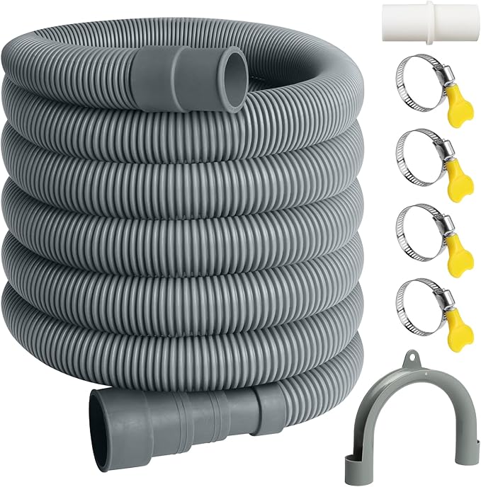 13FT Washing Machine Drain Hose, Universal Dishwasher Hose Extension Kit with 1 U-Bend Holder, 1 Extension Adapter and 4 Hose Clamps