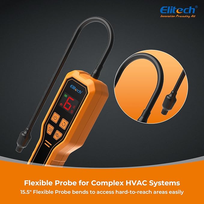 Elitech Refrigerant Leak Detector, Freon Leak Detector, Freon Sniffer Automotive Halogen Gas Leak Detector for R134A R410A R1234YF R600a R290 CFCs HCFCs HFCs HCs HFOs, ELD-210