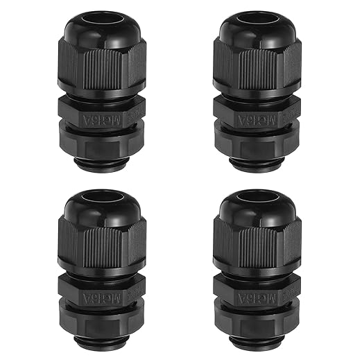 MECCANIXITY 4 Pcs M16 Cable Gland, 6-10mm Wire Hole Waterproof Nylon Joint for Cable Fixing, Wiring, Repairing, Gland Replacement, Electrical Appliances, Black