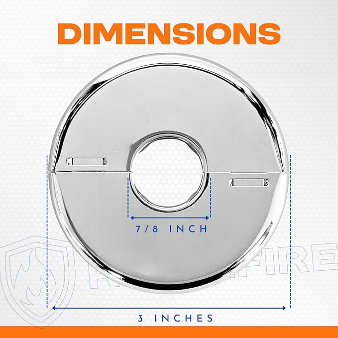 Retrofit Fire Sprinkler Escutcheon Cover Plate 1/2" IPS - Flat 2 Piece Stainless Round Split Flange for Easily Covering Gaps Between Fire Sprinkler Pipe and Ceiling or Wall - 1 PK