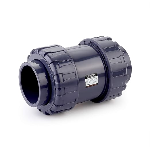 HYDROSEAL Sharkfellow 3’’ PVC True Union Ball Check Valve with Full Port, ASTM F1970, with EPDM Seals, Corrosion-Free, Service Free, Rated at 200 PSI @73F, Gray, 3 inch Socket (3'')