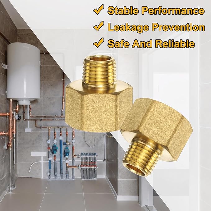 PATIKIL Brass Pipe Fitting, 3Pcs 1/4" NPT Male to 1/2" NPT Female Pipe Reducer Adapter Extension Connectors Brass Fittings for Water Gas Refrigeration