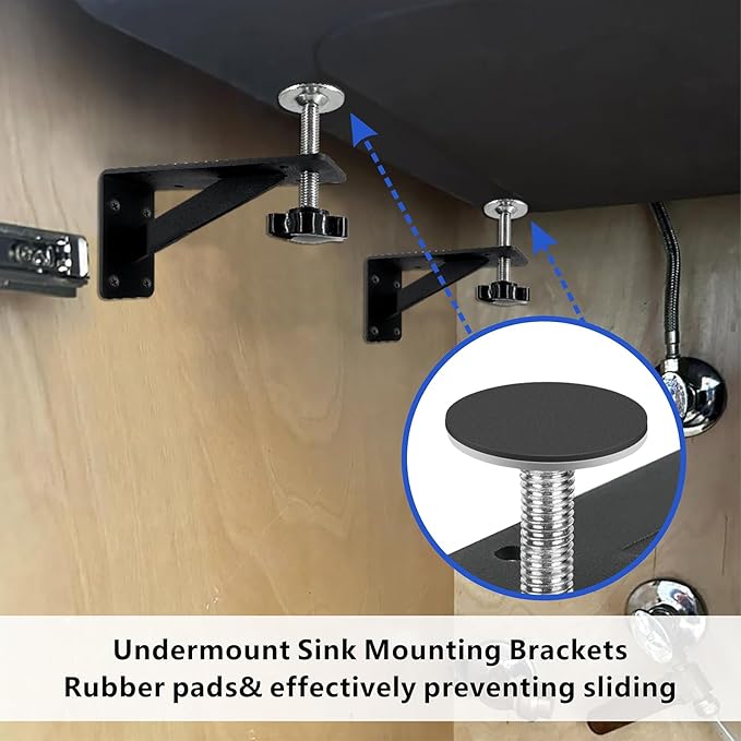 2Pcs Undermount Sink Brackets Sink Repair Kit Adjustable Undermount Sink Support, Undermount Sink Mounting Brackets for Narrow Cabinet