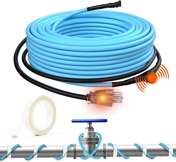 HEATIT 5JHSF 40Ft Pipe Heat Tape for Metal, Plastic Home Pipes and RV, Pre-assembled Self Regulating Heat Cable for Water PipesETL Listed, 120V