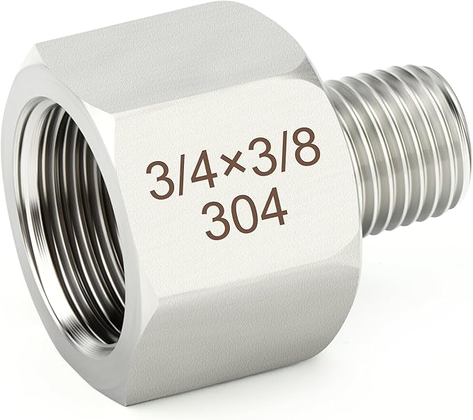 TAISHER 5PCS 304 Stainless Steel Pipe Fitting, New Reducer Adapter, 3/8" NPT Male x 3/4" NPT Female, Reducing Pipe Adapter Fitting