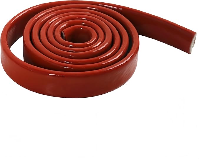 1/4"(6mm) ID Heat Shielded Fire Thermo Armor Fire Sleeve Silicone Coated Fiberglass for Automotive Hose Lines & Electrical Wiring Red, 5 feet