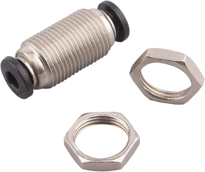 Bulkhead Union Push to Connect Tube Fitting 5/32 Inch Tube OD Double Threaded (10 Packs)