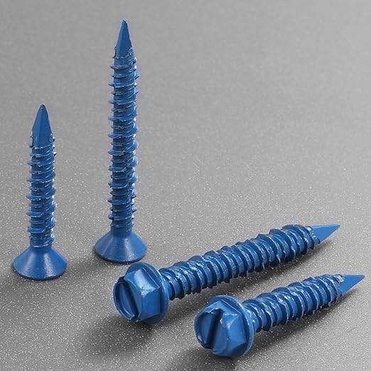 3/16 x 3-3/4 Inch 47Pcs Concrete Screws, Hex Head Screw Anchor with Drill Bit, for Masonry, Block, Brick, Cement, Stucco, Diamond Point