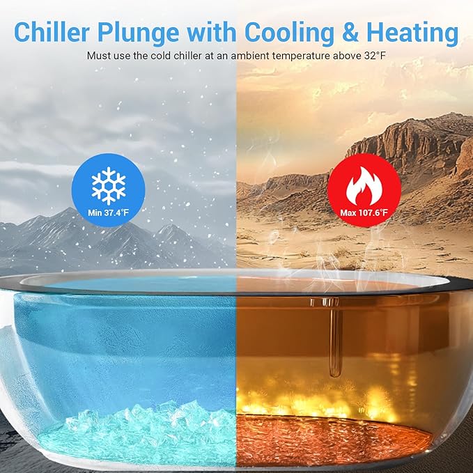 Cold Plunge Chiller 1HP, Ice Bath Chiller for Tub, WiFi Control, Built-in Water Filter and Circulation Water Pump, Ozone System, Schedule Timer, Recovery Chiller for Ice Bathtub