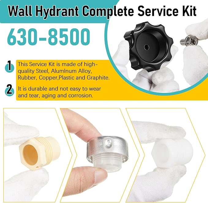 630-8500 Wall Hydrant Complete Service Kit Compatible with Prier 300, 400 & 500 Series Wall Hydrants Outdoor Faucet Repair Kit Outdoor Spigot Repair Kit