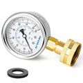 MEANLIN MEASURE 0~150Psi Stainless Steel Frame 3/4" Female 2.5" FACE DIAL Liquid Filled Pressure Gauge WOG Water Oil Air Water Pressure Test Table with Sealing Ring (with 2PCS Snaps)