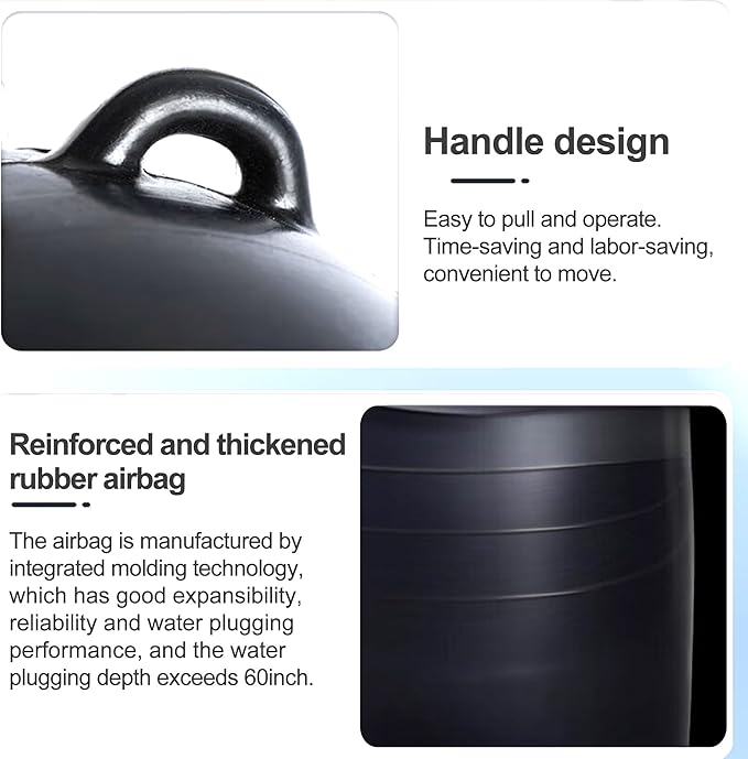 9.9 Inch Inflatable Pipe Plug, Water Shut Off Airbag for Drain & Sewer Lines - Reusable Rubber Test Ball, Temporary Water Blocker for Pipe Repair, Closed Water Testing & Maintenance